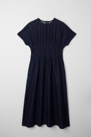 Dark Indigo Pleated Denim Dress