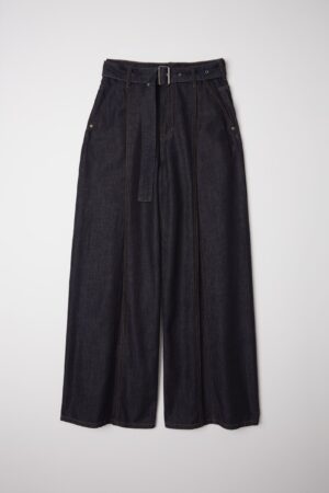 High-Waisted Wide-Leg Dark Denim Pants for Women