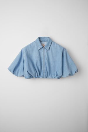 Cropped Light-Wash Denim Jacket for Women