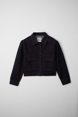 Raw Dark Denim Cropped Jacket
