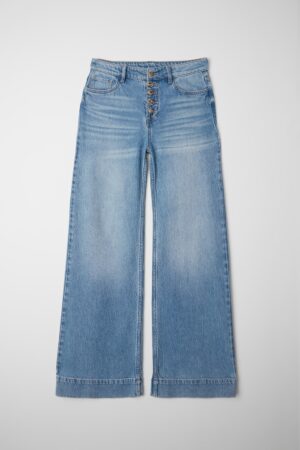 Five-Button High-Rise Wide-Leg Jeans