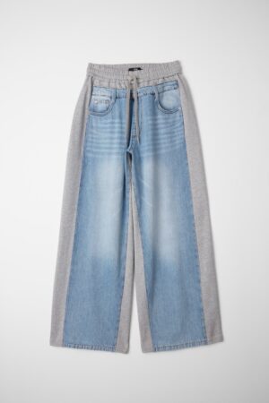Hybrid Denim Wide-Leg Sweatpants