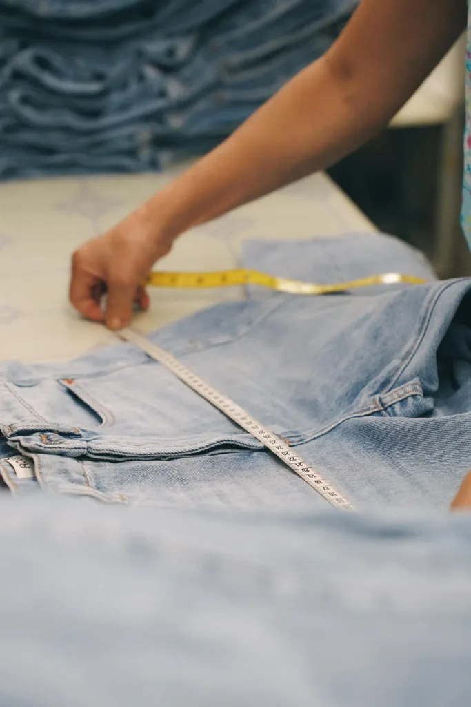 reego denim jeans measuring tape quality control