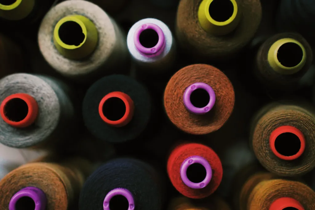 reego denim thread spool colorful close up