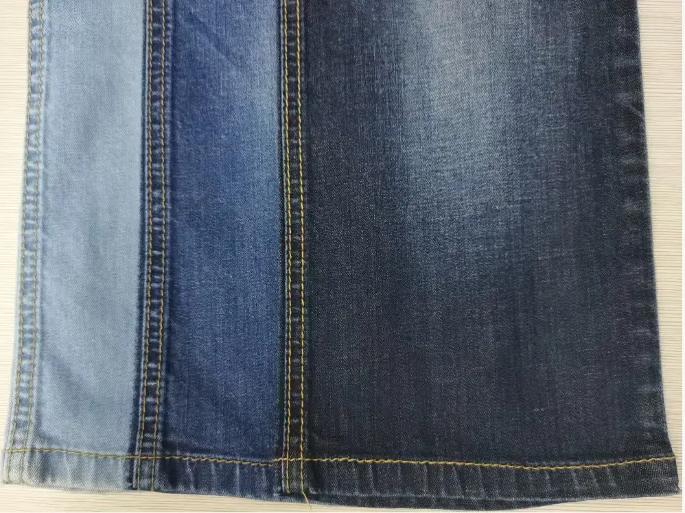 Sustainable Tencel Lyocell denim fabric with a subtle natural sheen, ideal for eco-friendly fashion brand collections.