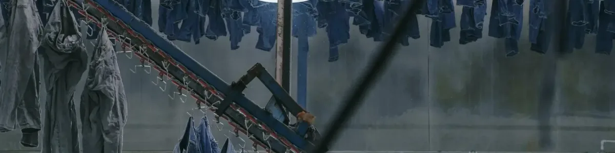 raw denim vs washed denim - washed denim garments after industrial laundry process